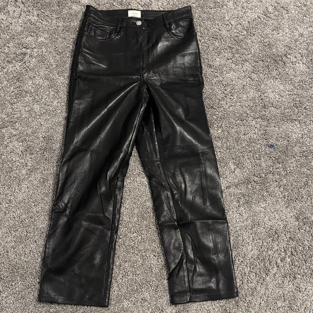 Wilfred Melina Black Straight Leg Leather Pants